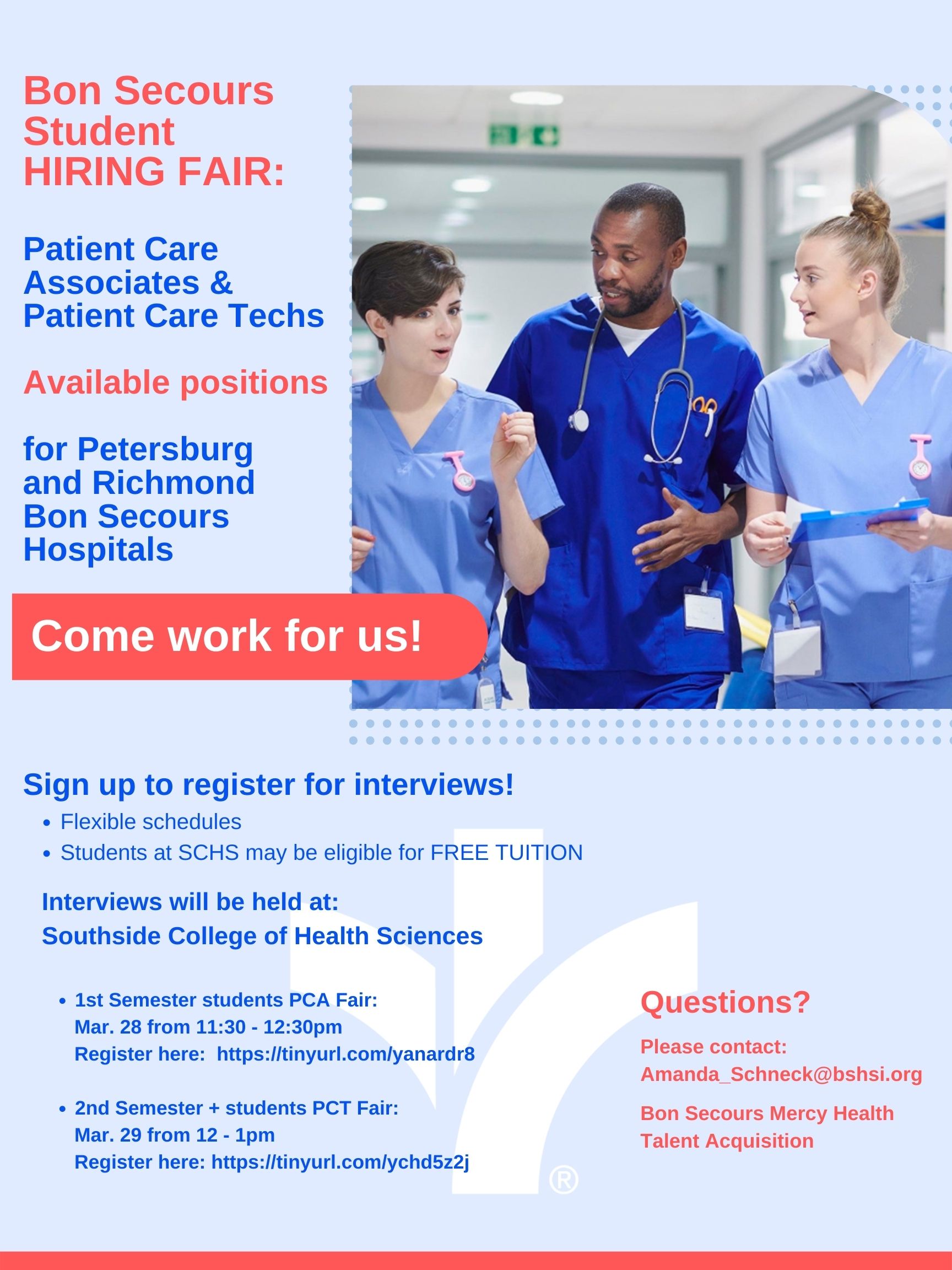 Hiring Fair for SCHS Students Southside College of Health Sciences